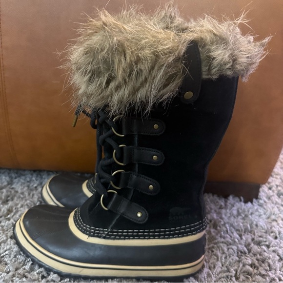 Sorel Joan of Arctic Boot Winter Snow suede & faux fur Women’s size 7.5 Black - Picture 9 of 13